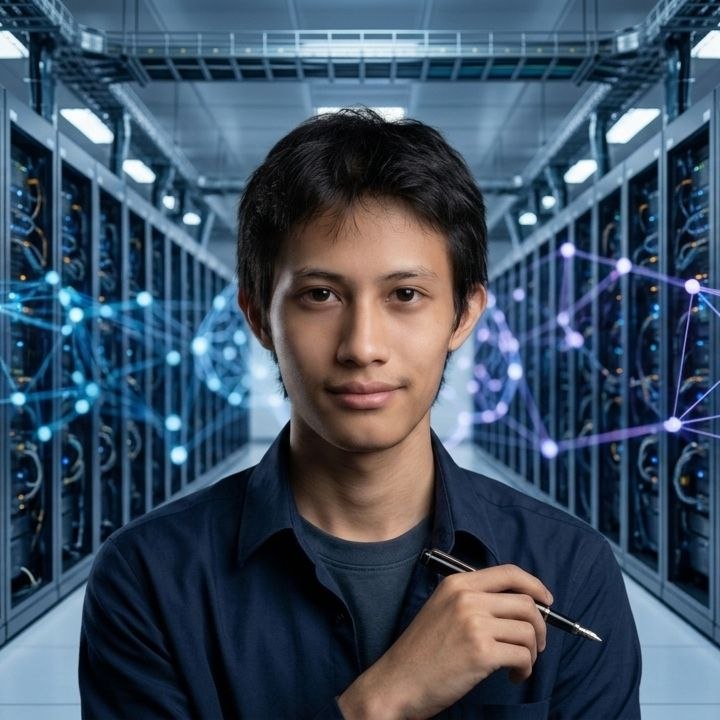 Zayar Htoo, Founder and Lead Architect of Autobix AI, standing in a secure server room